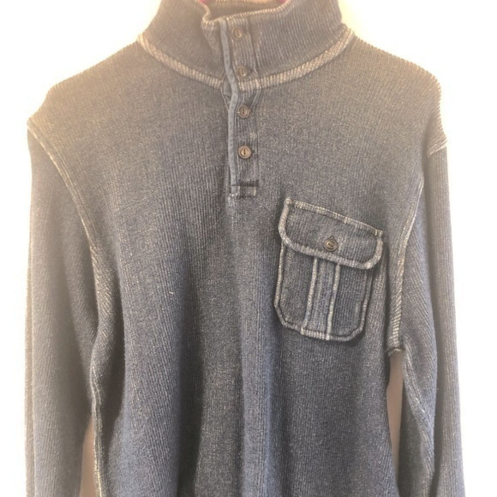 Lucky Brand Los Angeles Size Medium 1/4 button up sweatshirt in true indigo,